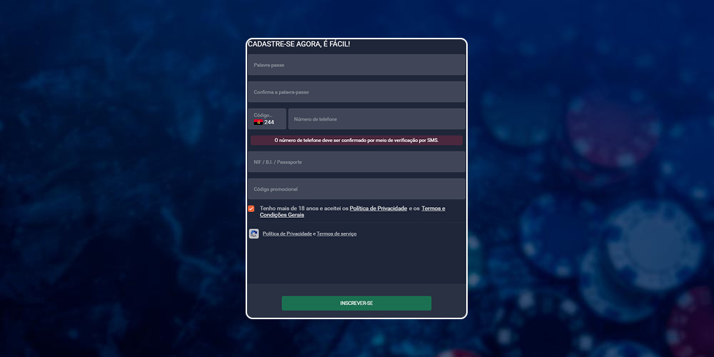 Todas as informações pessoais necessárias.